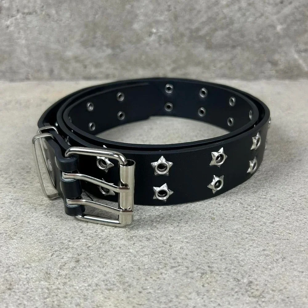 Vintage Y2K black and silver studded punk cyber grunge belt